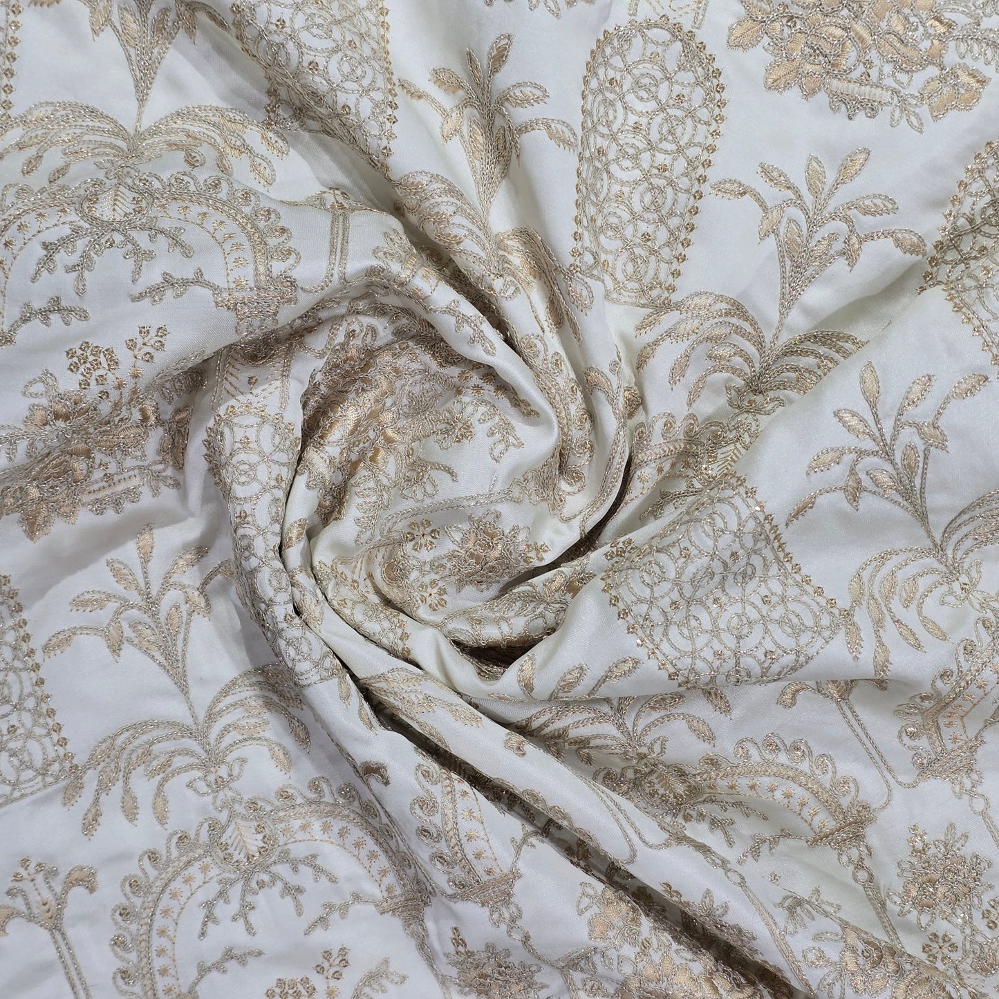 D&J CREAM EMBROIDERED SHERWANI FABRIC