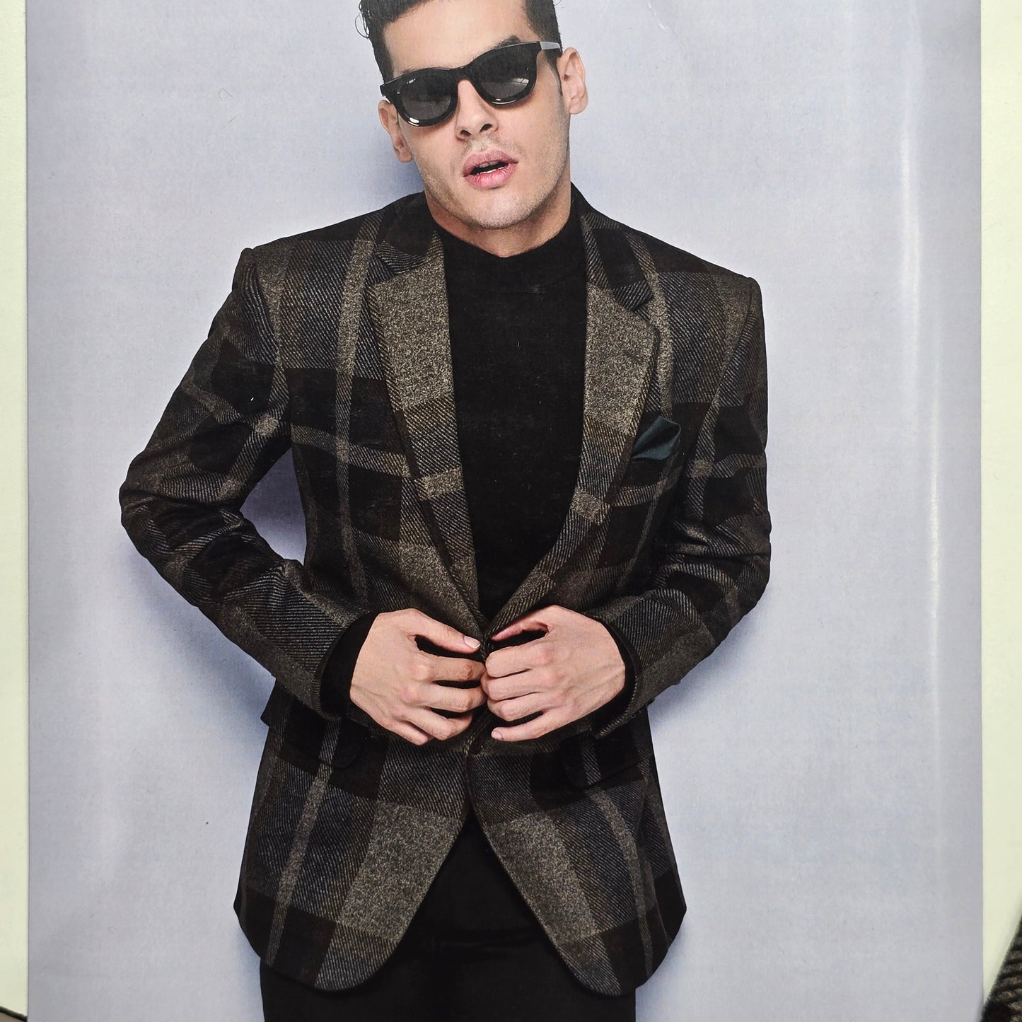 SPAADA BLACK CHECKERED BLAZER FABRIC