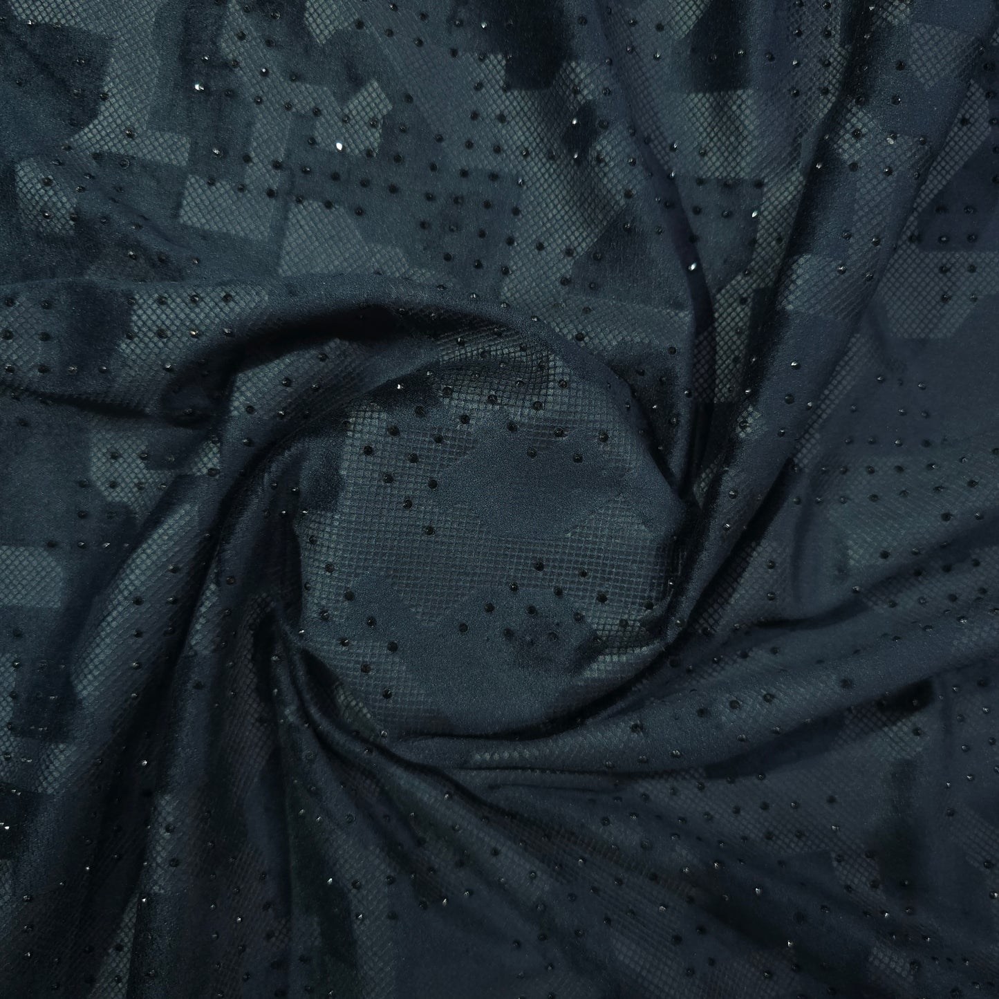 NEMSSIS BLUE PRINTED/EMBROIDERED VELVET FABRIC