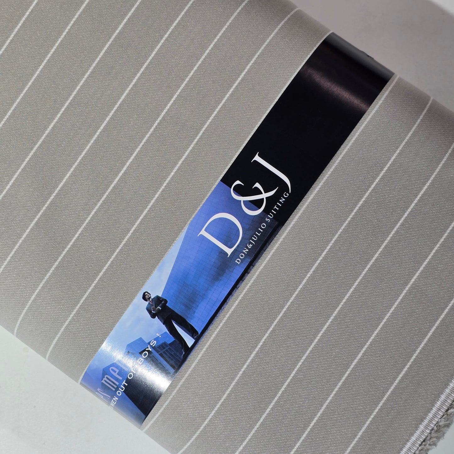 D&J LIGHT GREY 2 SIDE STRIPES & CHECKS SUITING