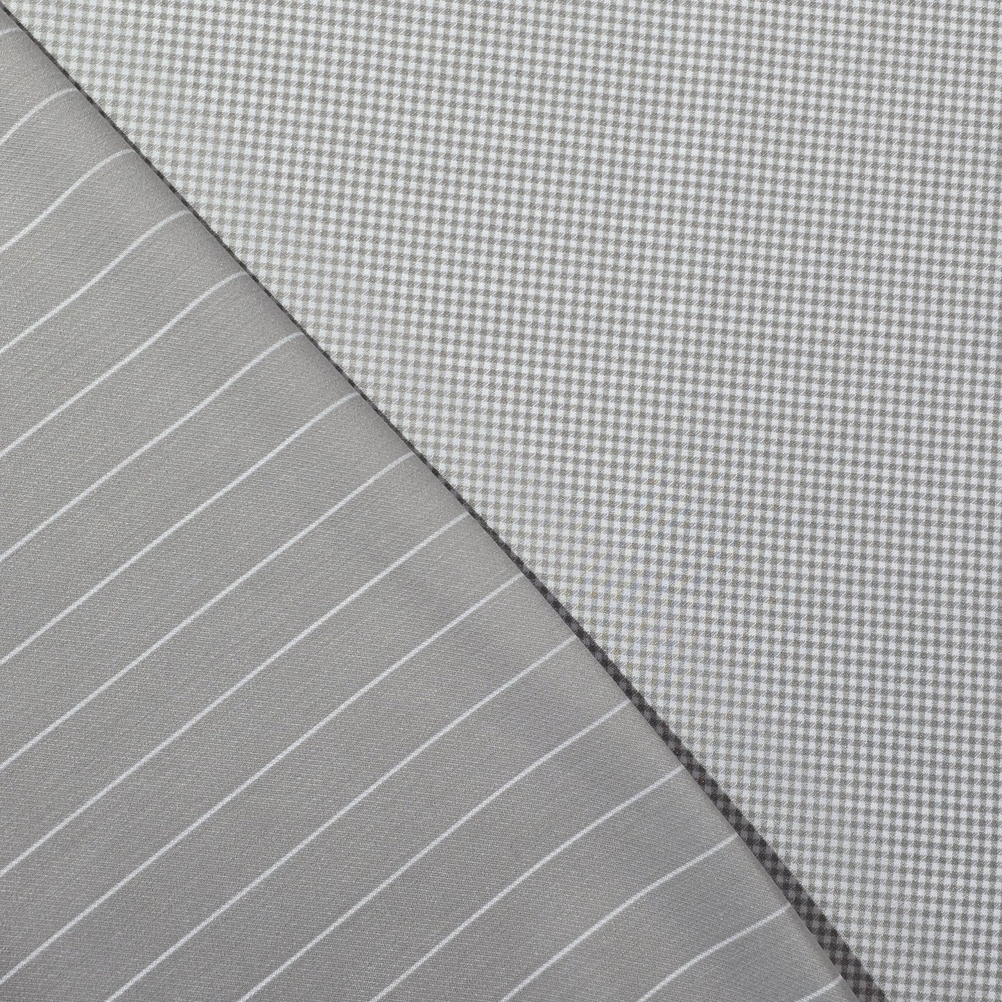 D&J LIGHT GREY 2 SIDE STRIPES & CHECKS SUITING