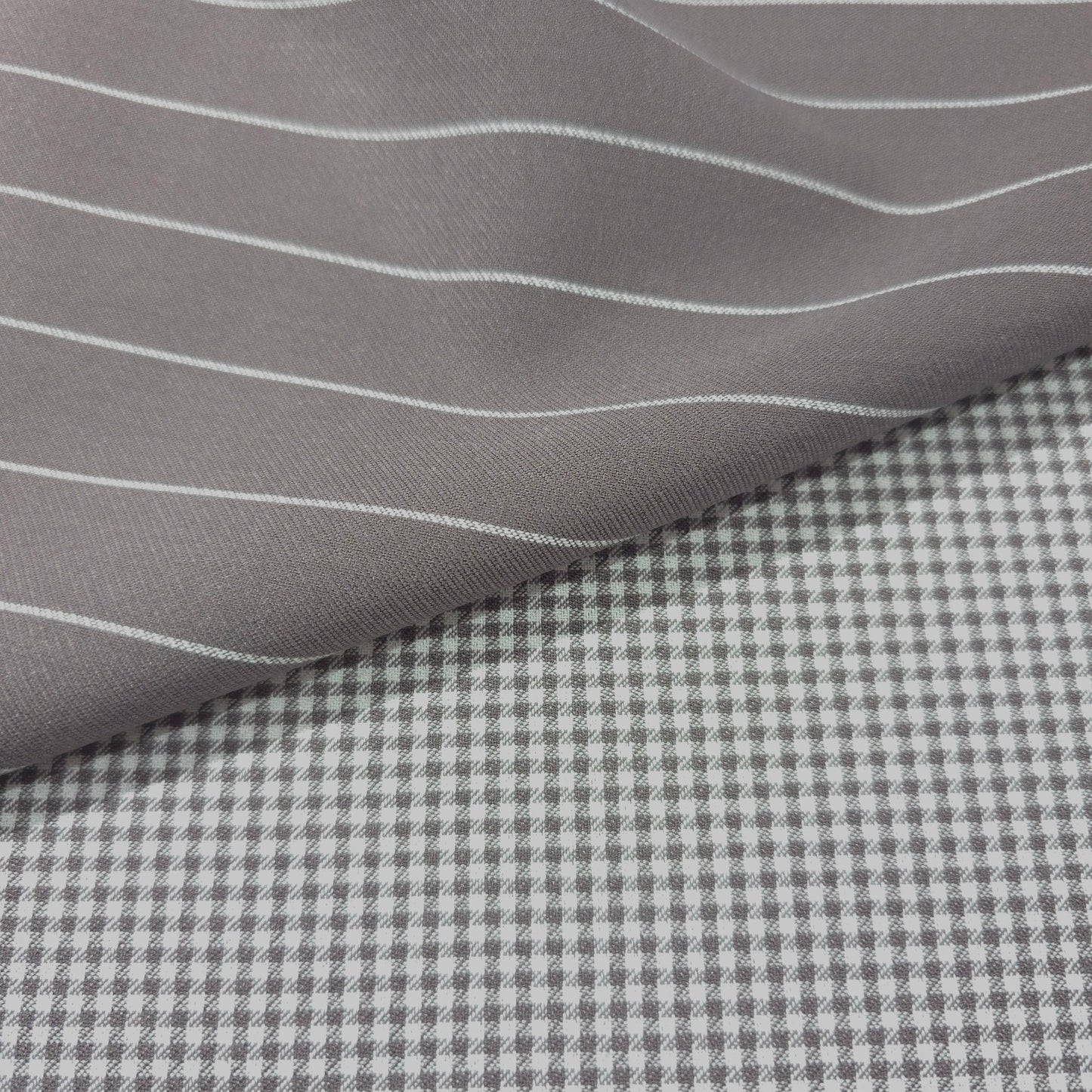 D&J LILAC 2 SIDED STRIPES AND CHECKERED SUITING FABRIC