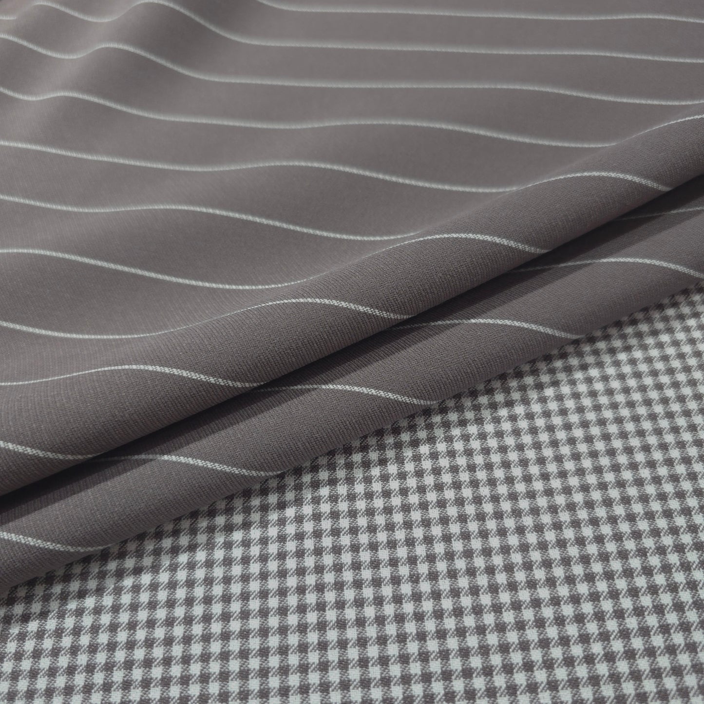 D&J LILAC 2 SIDED STRIPES AND CHECKERED SUITING FABRIC