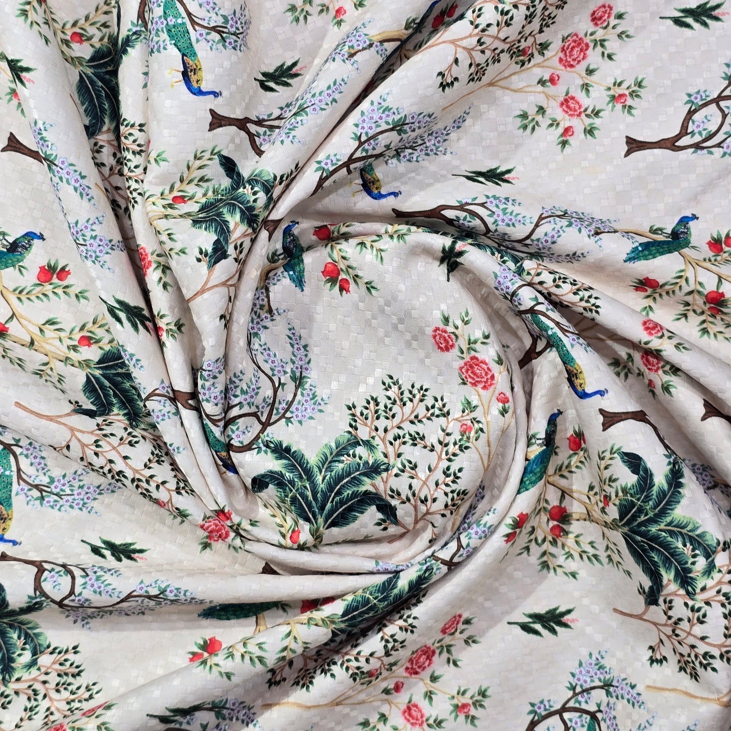 NEMSSIS PEACH PRINTED PURE COTTON KURTA FABRIC