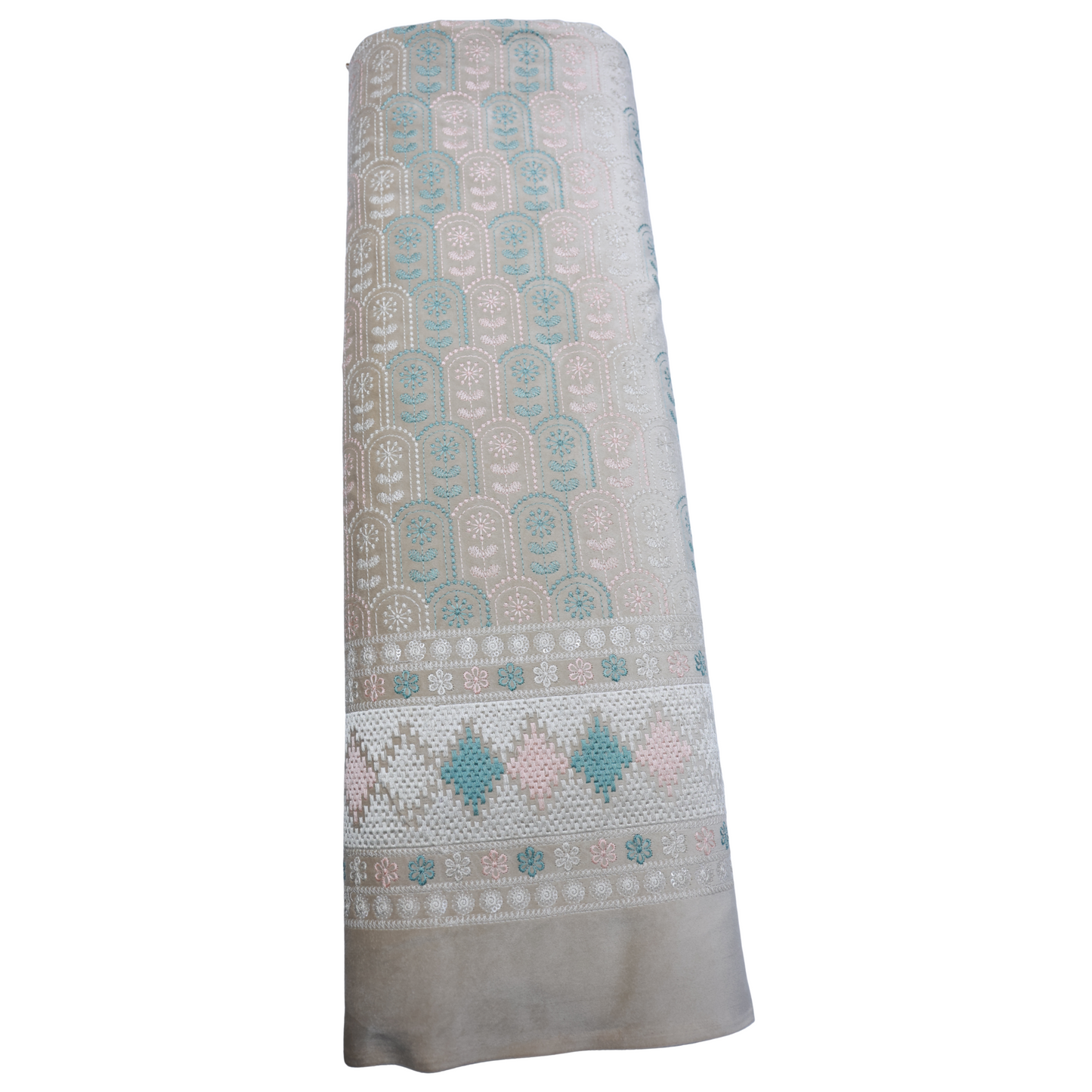 MITVA BEIGE EMBROIDERD VELVET FABRIC