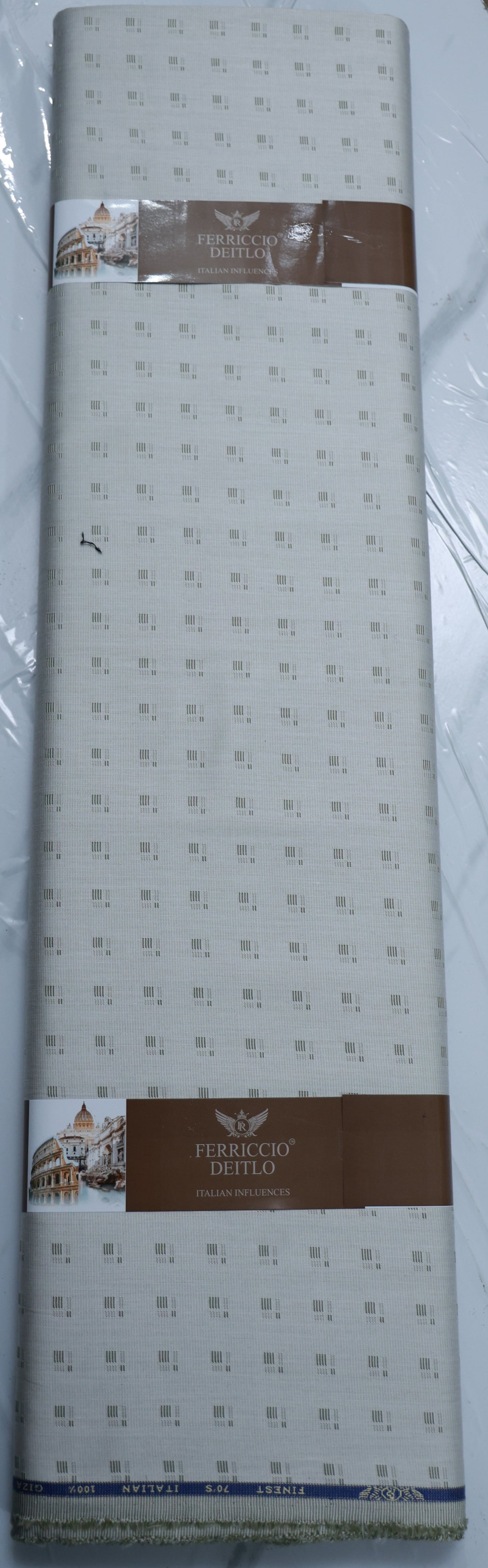FERRICIO DEITLO GIZA COTTON BEIGE PRINTED SHIRTING