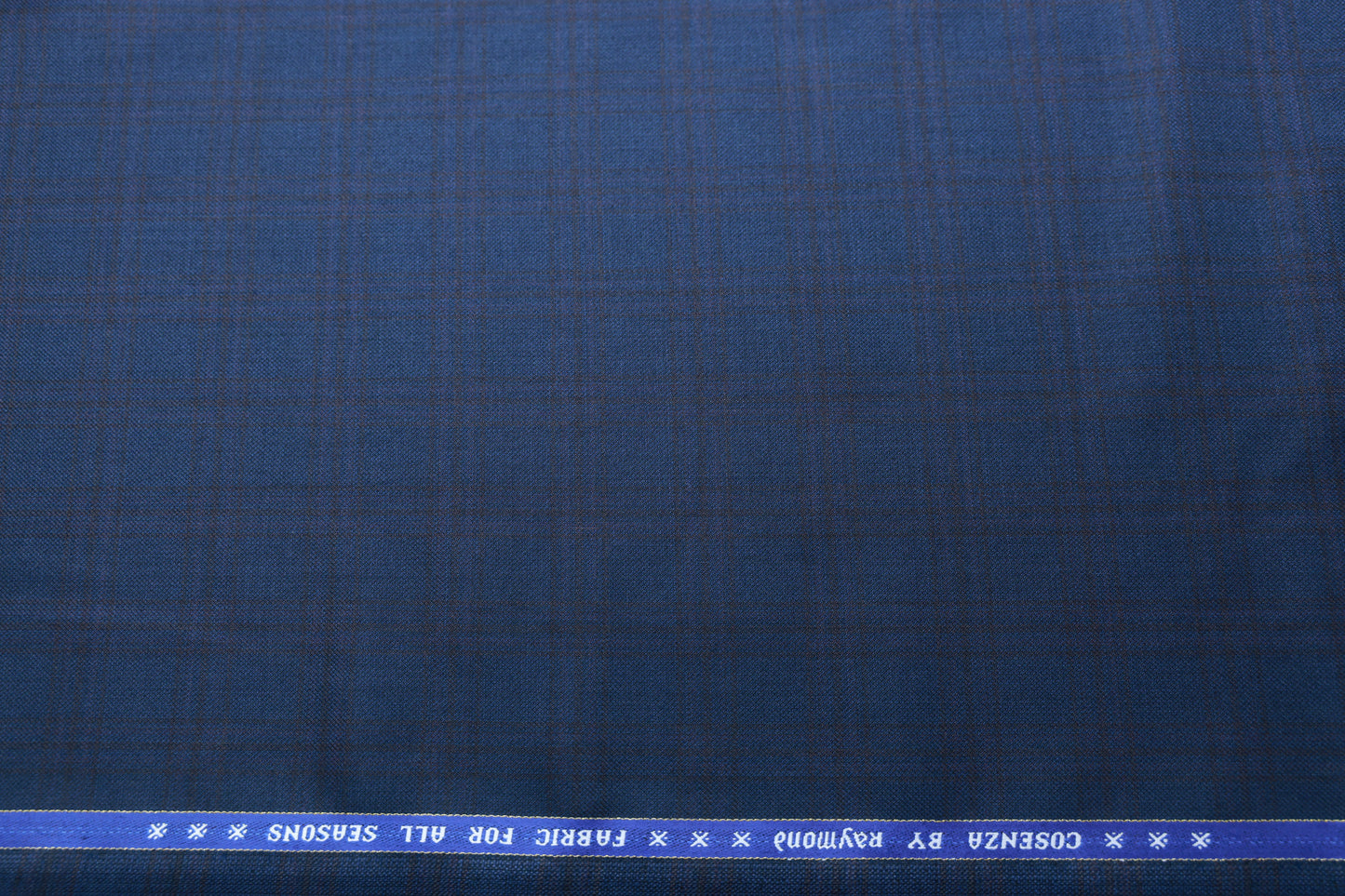 RAYMOND COSENZA NAVY BLUE WITH RED CHECKS WOOL BLENDED SUITING