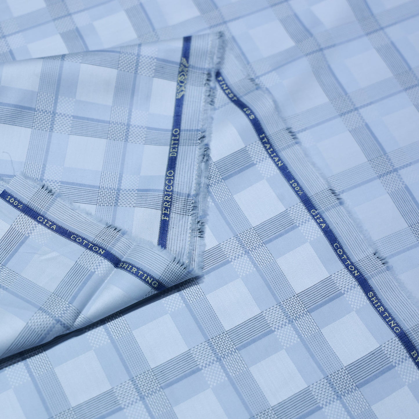 FERRICIO DEITLO 100% COTTON BLUE CHECKS FABRIC