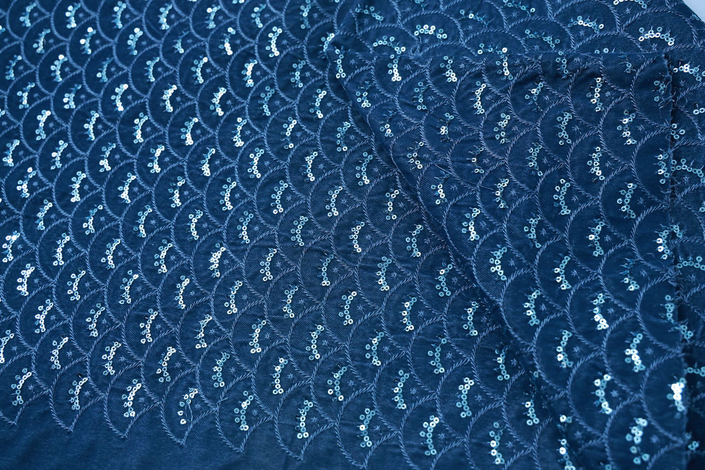 blue embroidered velvet