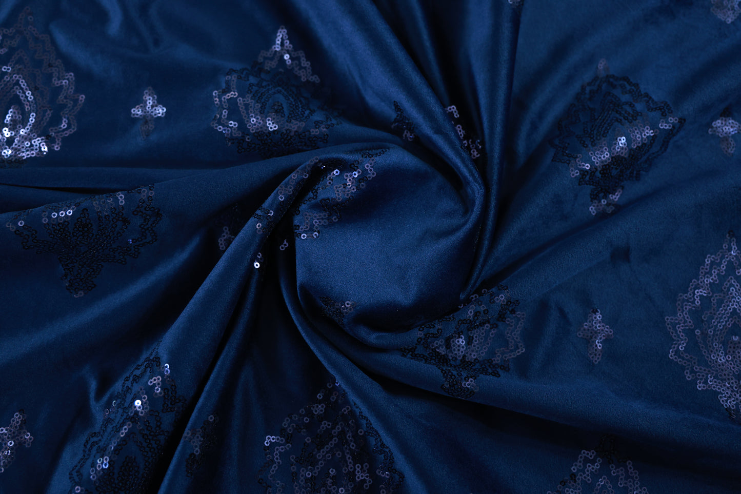 D&J BLUE VELVET EMBROIDERY FABRIC
