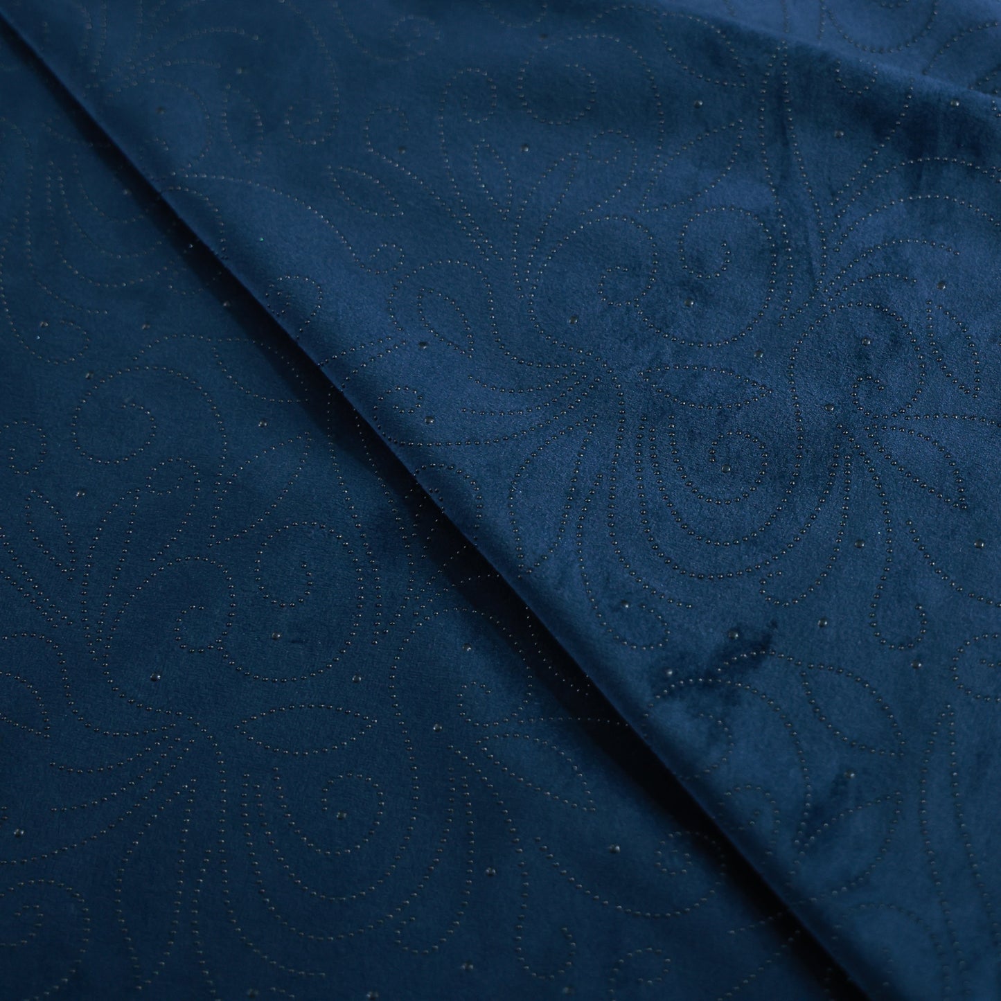 NAVY BLUE EMBROIDERY VELVET FABRIC