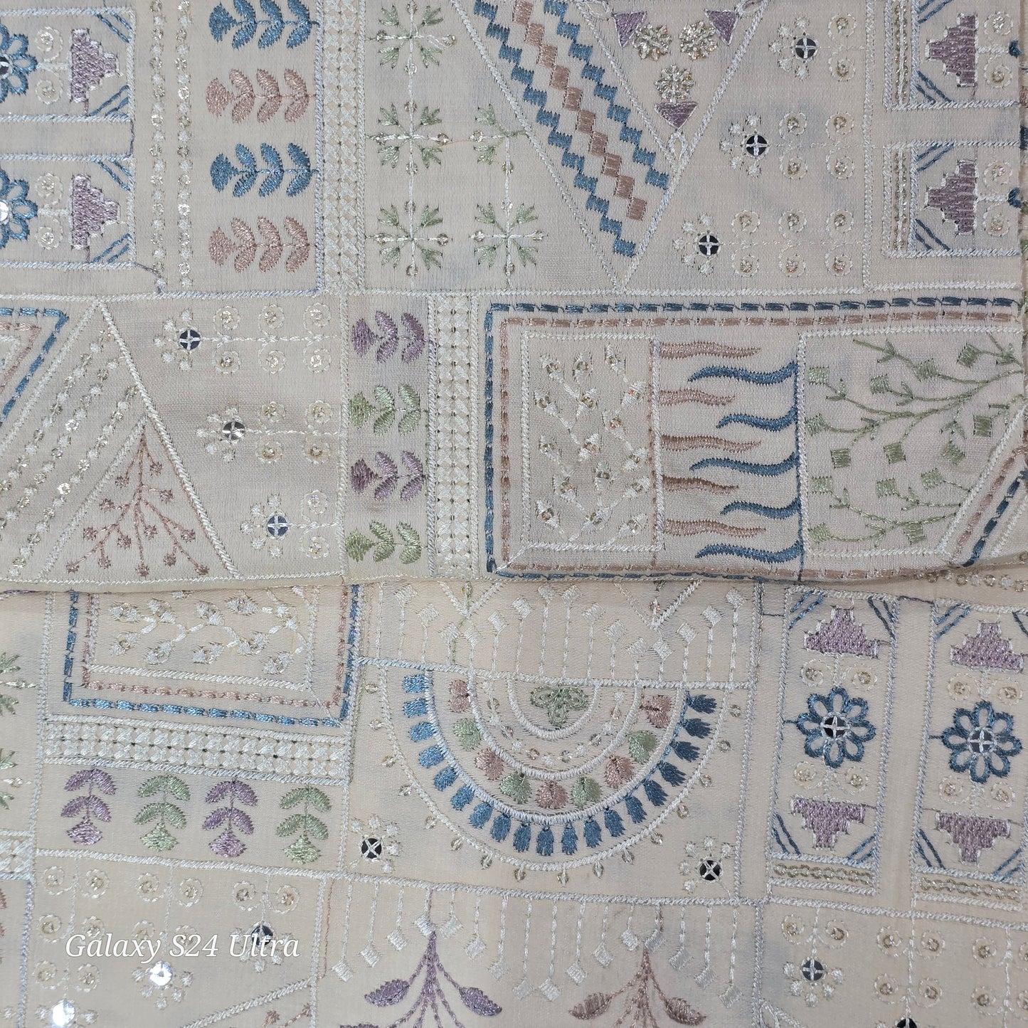 ABSOLUTO BEIGE EMBROIDERED  FABRIC