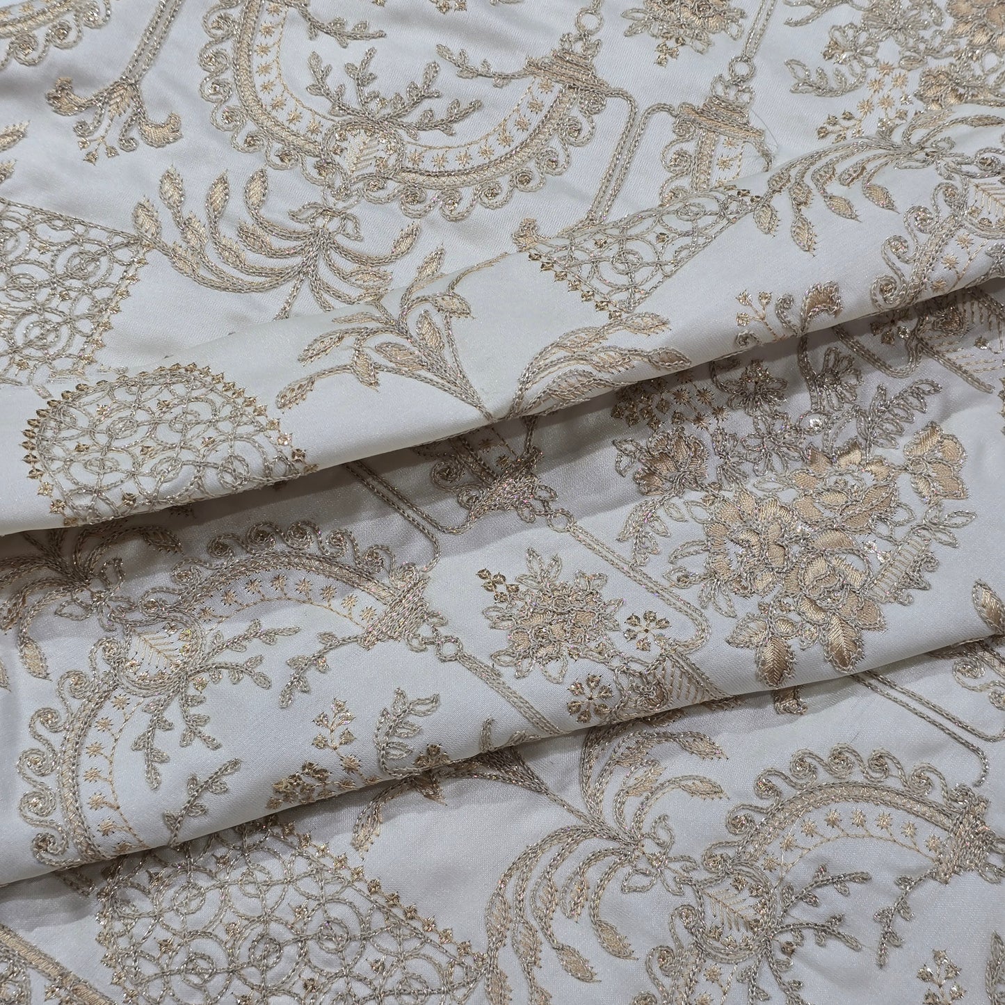 D&J CREAM EMBROIDERED SHERWANI FABRIC