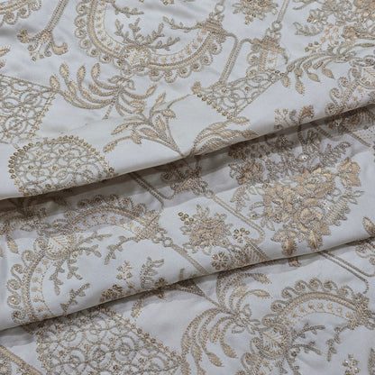 D&J CREAM EMBROIDERED SHERWANI FABRIC