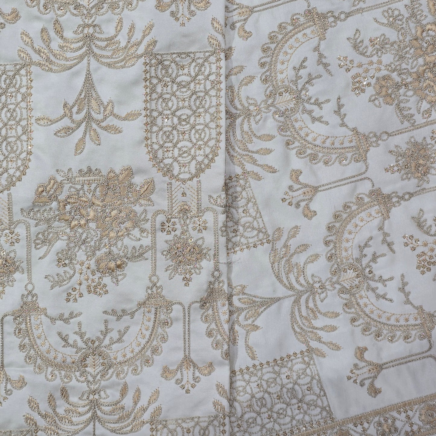 D&J CREAM EMBROIDERED SHERWANI FABRIC