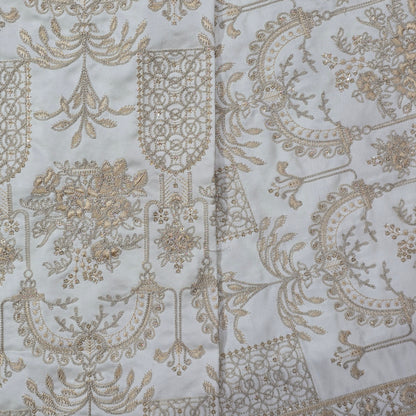 D&J CREAM EMBROIDERED SHERWANI FABRIC