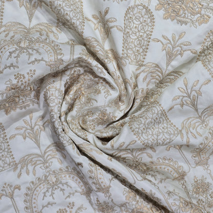 D&J CREAM EMBROIDERED SHERWANI FABRIC