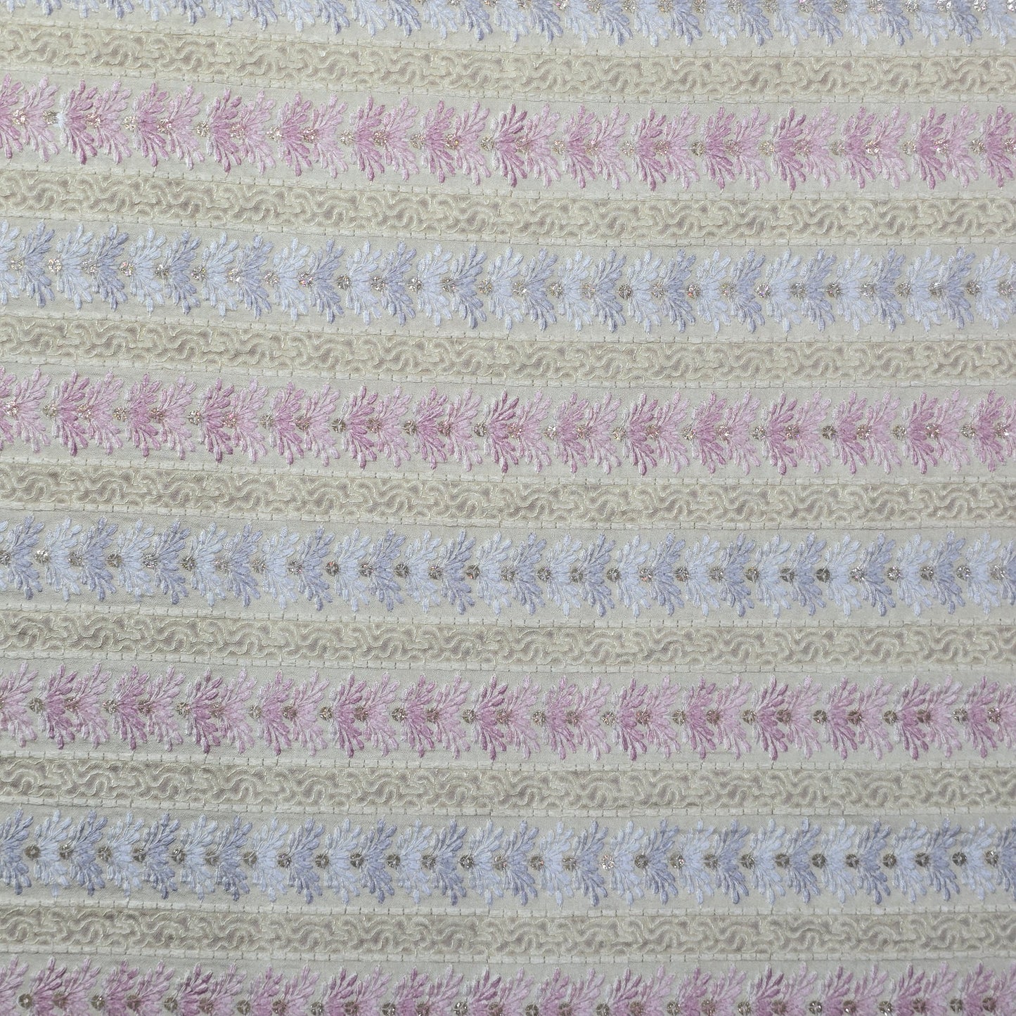 D&J CREAM MULTI COLOR EMBROIDERED FABRIC