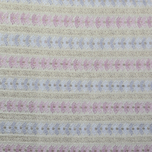 D&J CREAM MULTI COLOR EMBROIDERED FABRIC
