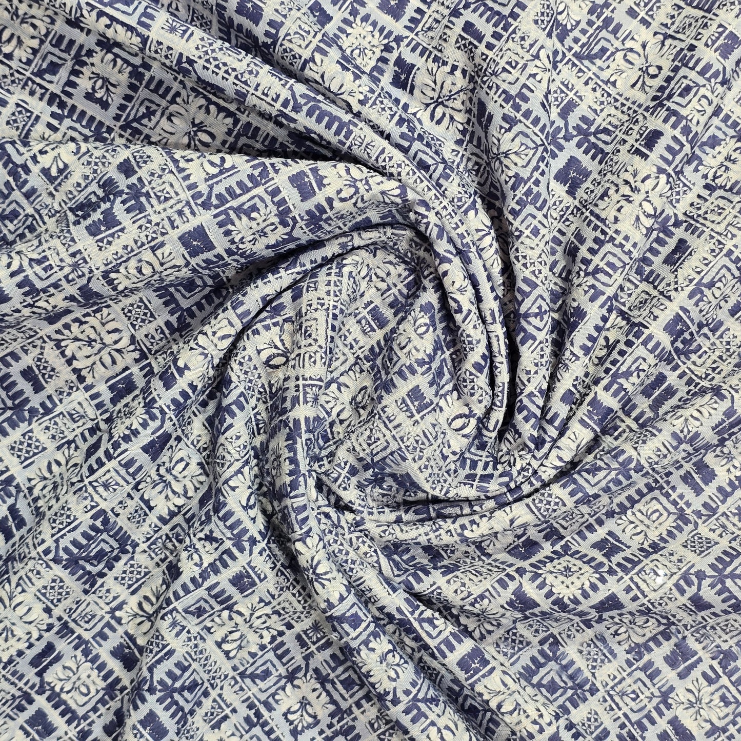 ABSOLUTO BLUE OMBRE EMBRIDERED FABRIC