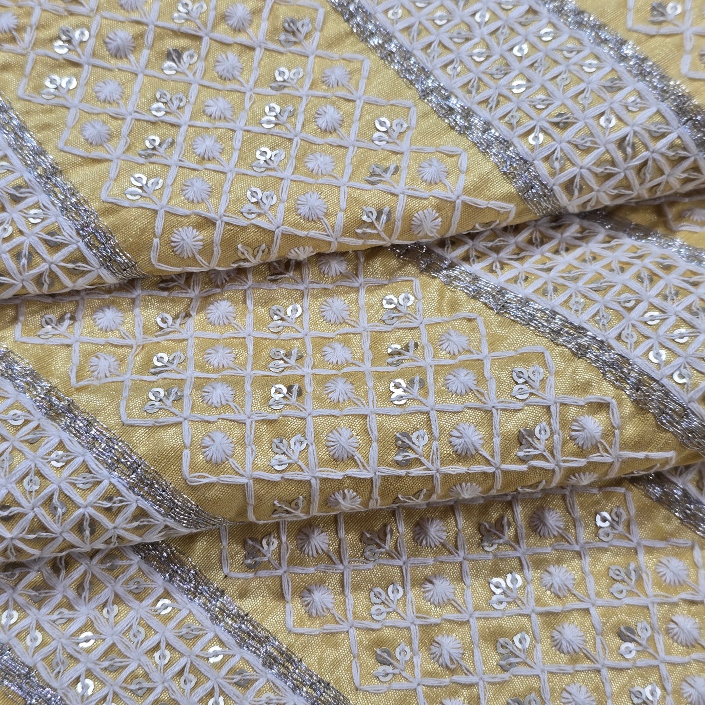 ABSOLUTO YELLOW EMBROIDERED  FABRIC