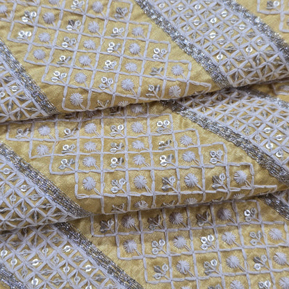 ABSOLUTO YELLOW EMBROIDERED  FABRIC
