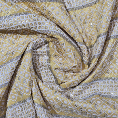 ABSOLUTO YELLOW EMBROIDERED  FABRIC