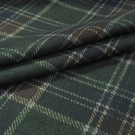 D&J GREEN CHECKERED TWEED FABRIC
