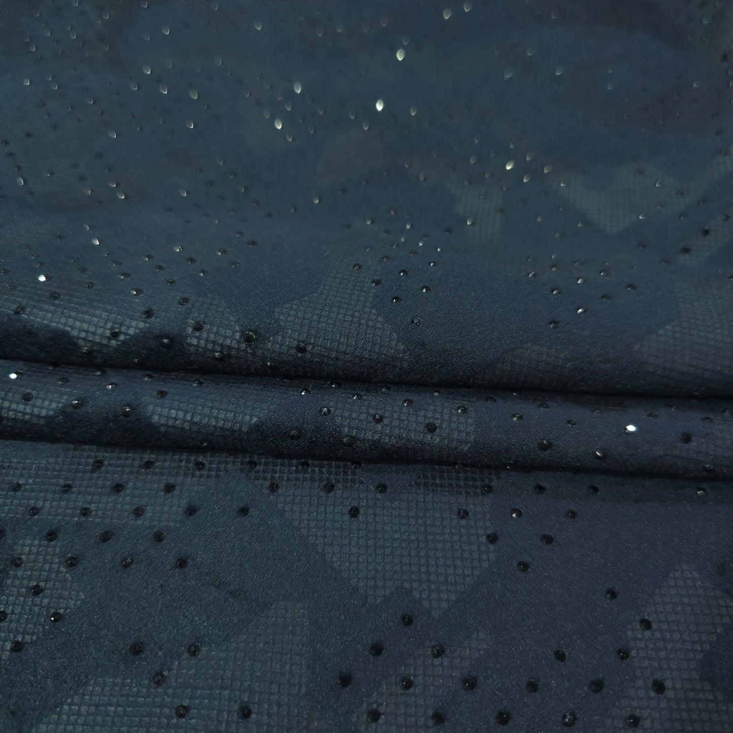 NEMSSIS BLUE PRINTED/EMBROIDERED VELVET FABRIC