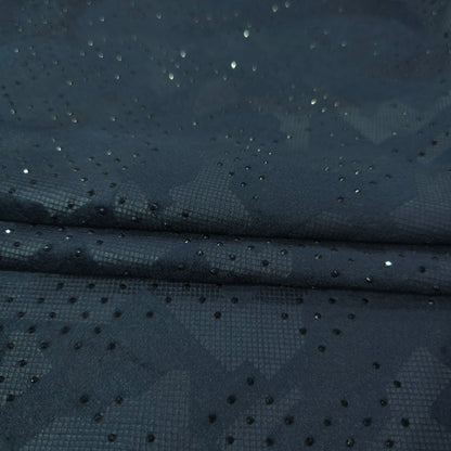 NEMSSIS BLUE PRINTED/EMBROIDERED VELVET FABRIC