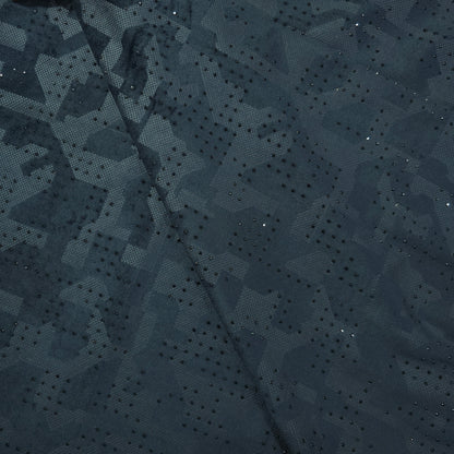 NEMSSIS BLUE PRINTED/EMBROIDERED VELVET FABRIC