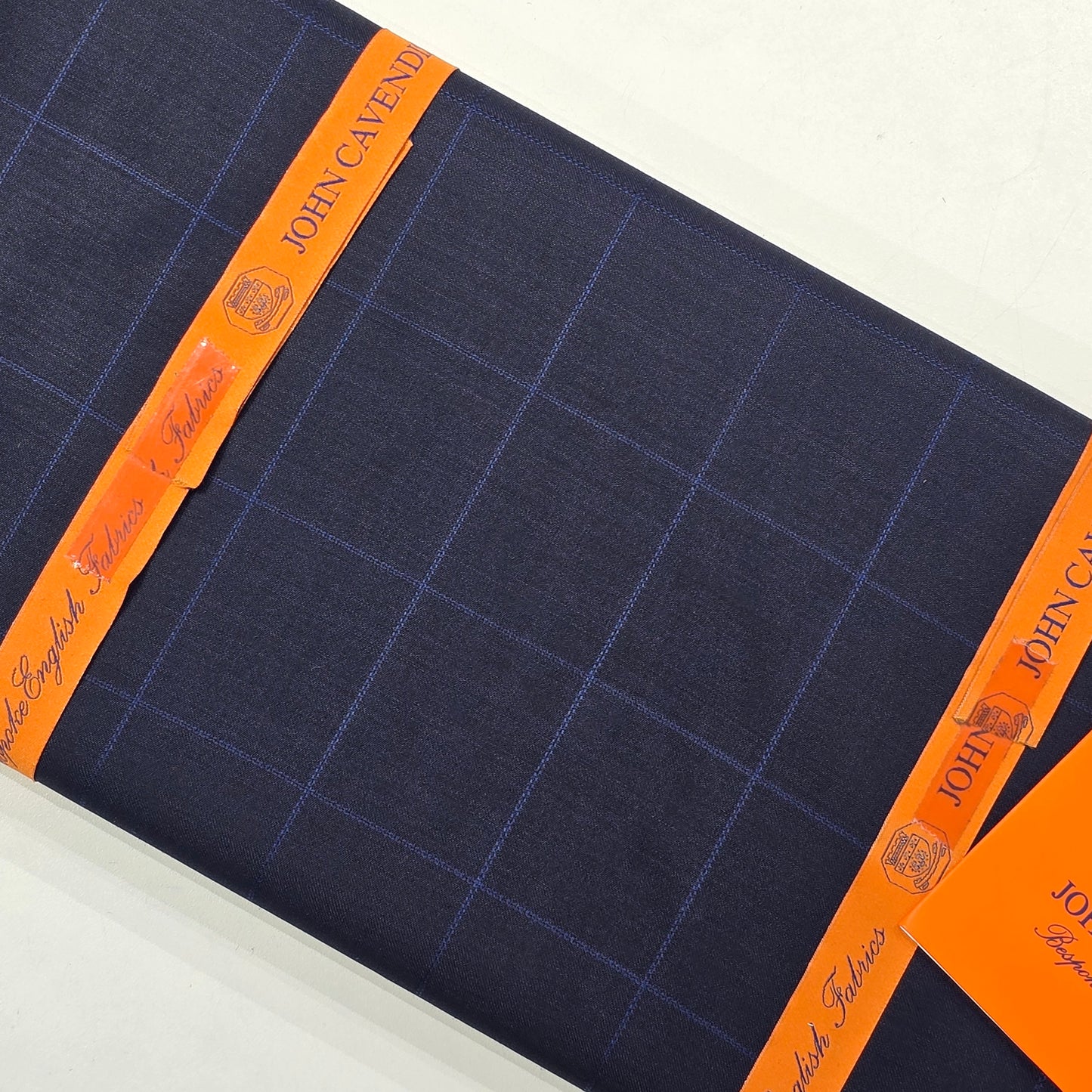 JOHN CAVENDISH WOOL BLENDED BLUE CHECKERED SUIT LENGTH