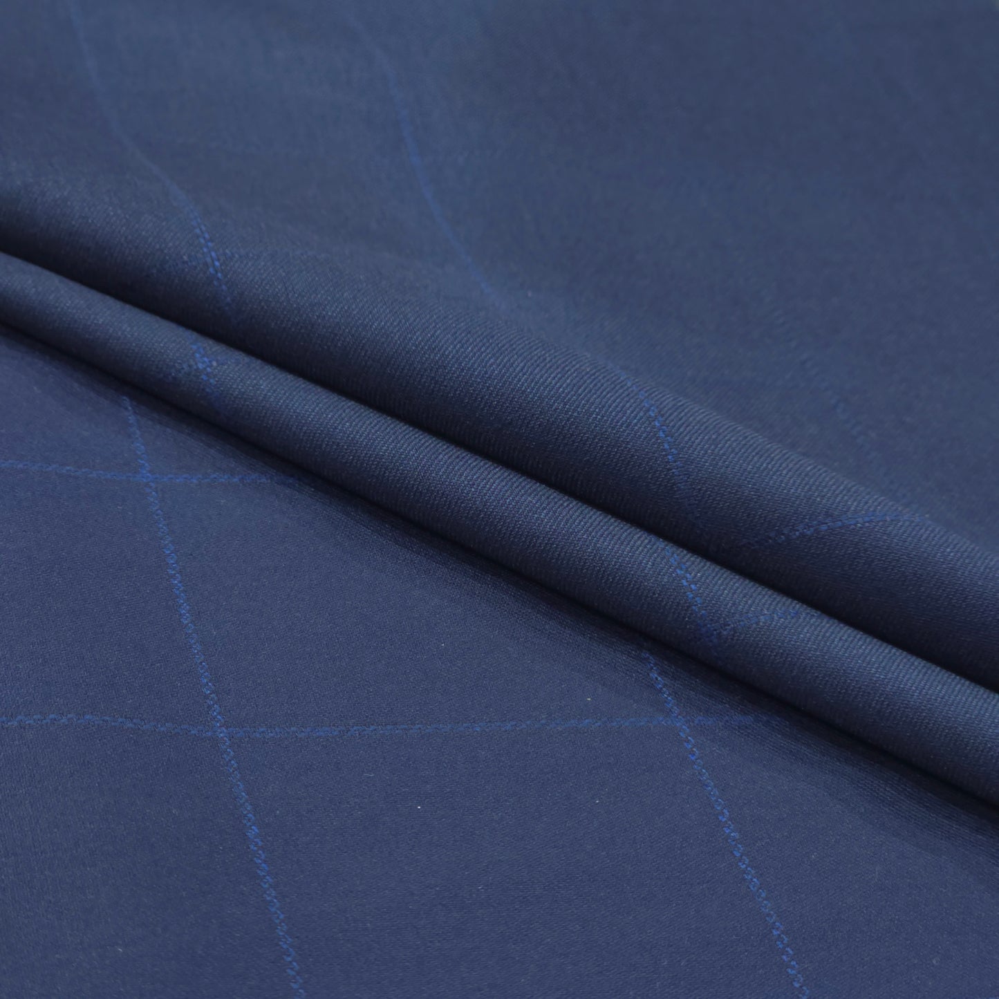 JOHN CAVENDISH WOOL BLENDED BLUE CHECKERED SUIT LENGTH