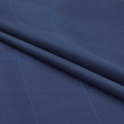 JOHN CAVENDISH WOOL BLENDED BLUE CHECKERED SUIT LENGTH