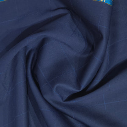JOHN CAVENDISH WOOL BLENDED BLUE CHECKERED SUIT LENGTH
