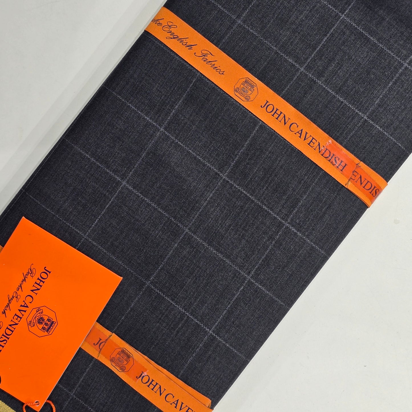 JOHN CAVENDISH WOOL BLENDED GREY CHECKS SUIT LENGTH