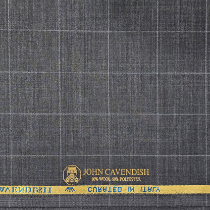 JOHN CAVENDISH WOOL BLENDED GREY CHECKS SUIT LENGTH