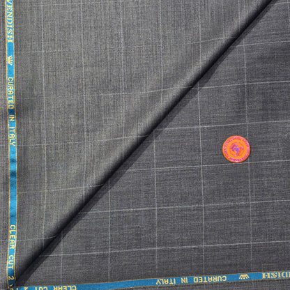 JOHN CAVENDISH WOOL BLENDED GREY CHECKS SUIT LENGTH