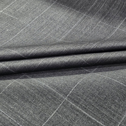 JOHN CAVENDISH WOOL BLENDED GREY CHECKS SUIT LENGTH