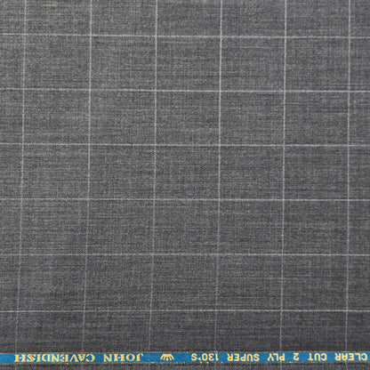 JOHN CAVENDISH WOOL BLENDED GREY CHECKS SUIT LENGTH