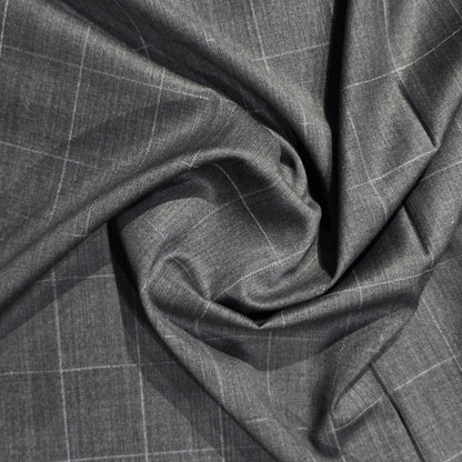 JOHN CAVENDISH WOOL BLENDED GREY CHECKS SUIT LENGTH