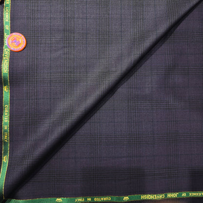 JOHN CAVENDISH WOOL BLENDED BROWN CHECKS SUITING LENGTH