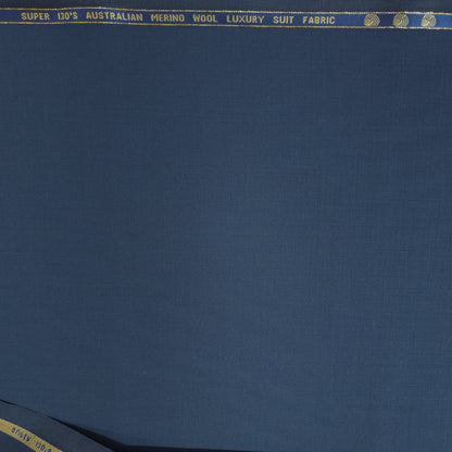 VERCELLI BLUE SELF WOOL BLENDED SUIT LENGTH
