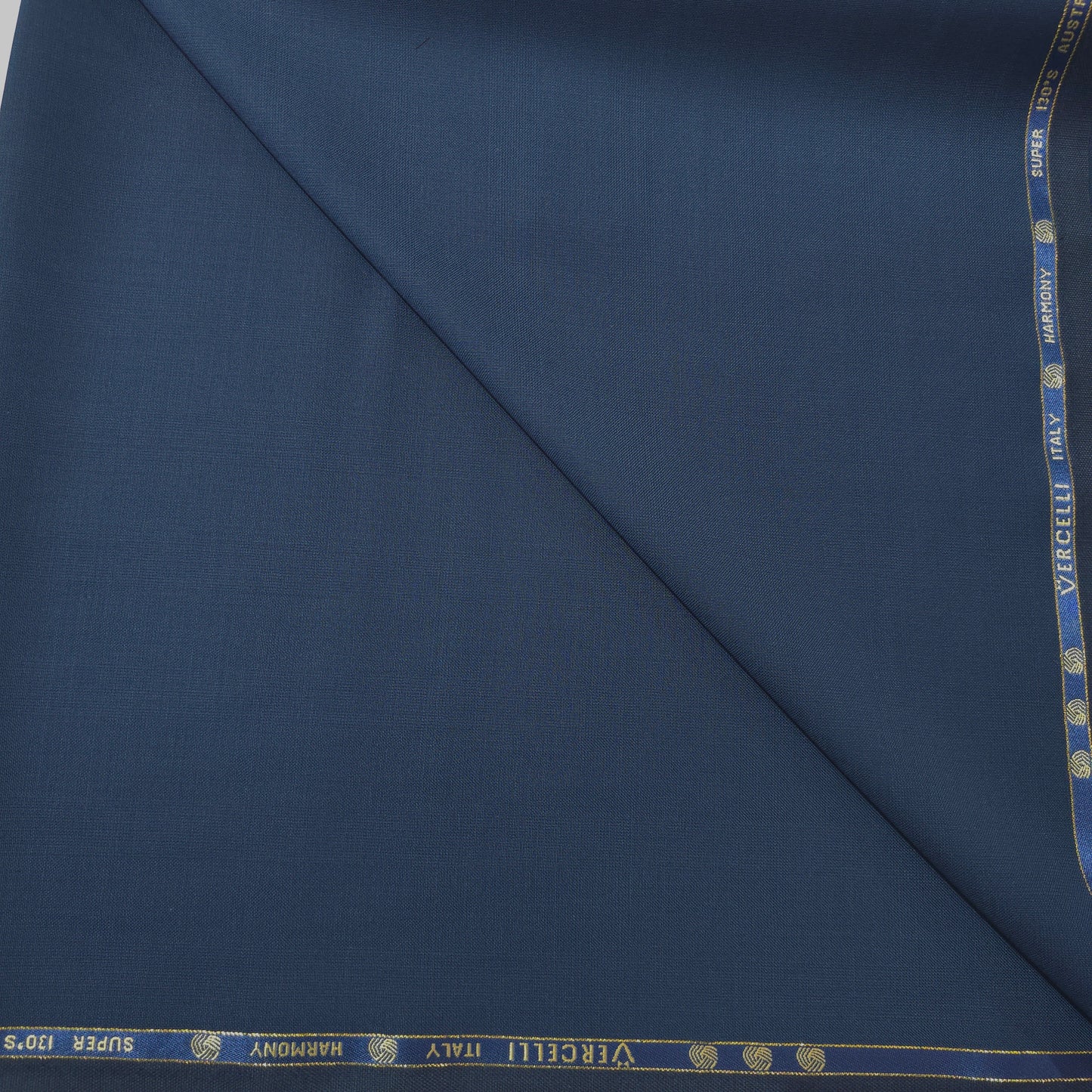 VERCELLI BLUE SELF WOOL BLENDED SUIT LENGTH