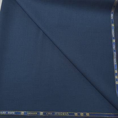 VERCELLI BLUE SELF WOOL BLENDED SUIT LENGTH