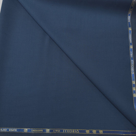 VERCELLI BLUE SELF WOOL BLENDED SUIT LENGTH