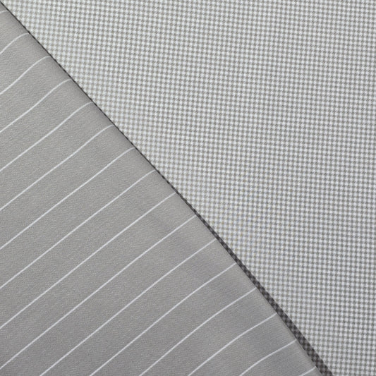 D&J LIGHT GREY  2 SIDE STRIPES & CHECKS SUITING