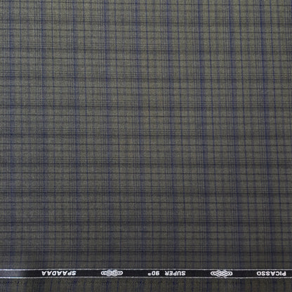 SPAADA WOOL BLENDED  GREEN CHECKS SUITING