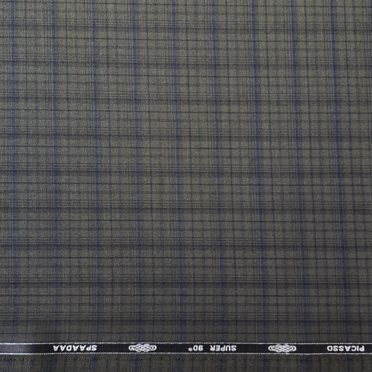 SPAADA WOOL BLENDED  GREEN CHECKS SUITING