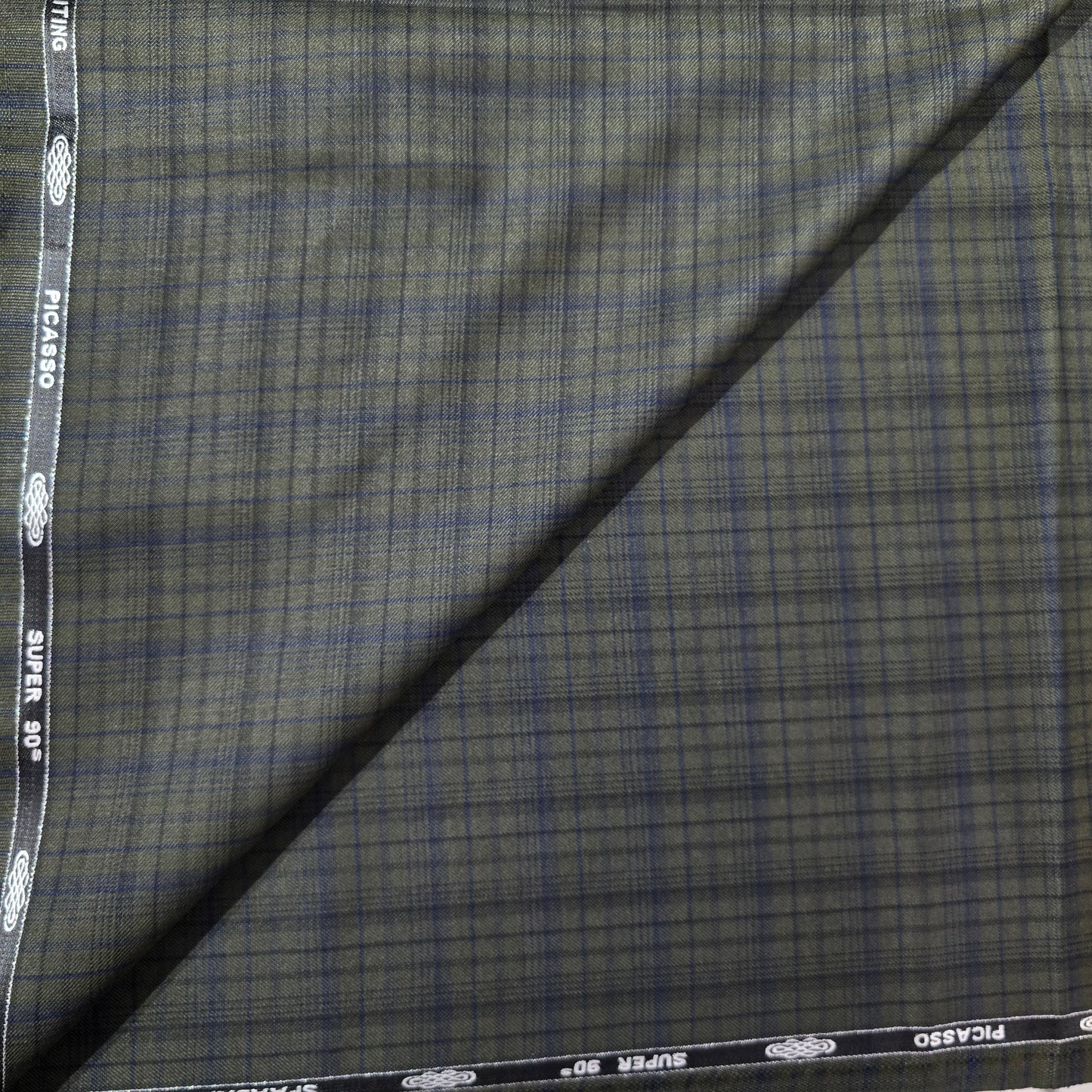SPAADA WOOL BLENDED  GREEN CHECKS SUITING